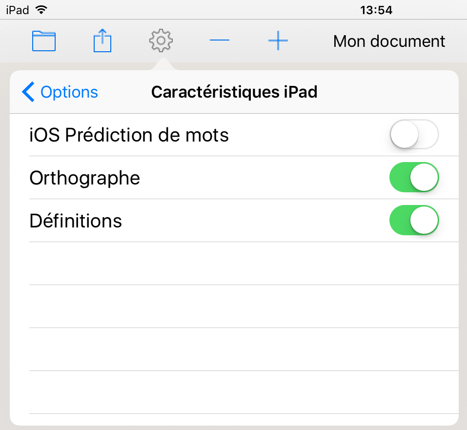Fonctionnalités iPad