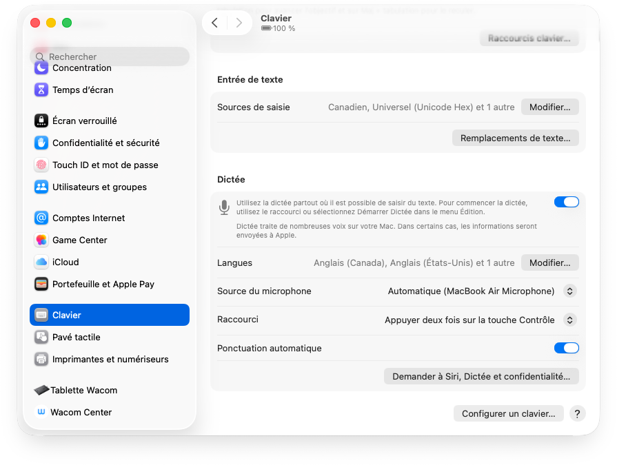 Paramètre de reconnaissance vocale