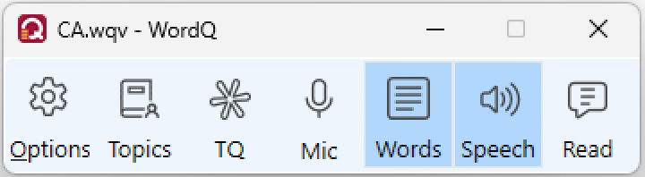 WordQ buttonbar