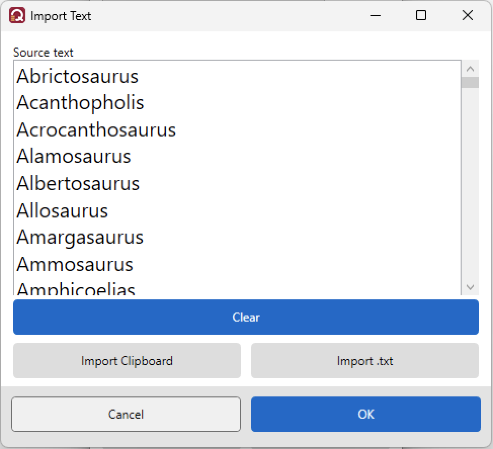 Import Text